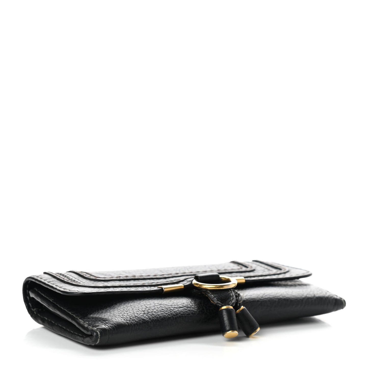 Calfskin Marcie Continental Flap Wallet Black