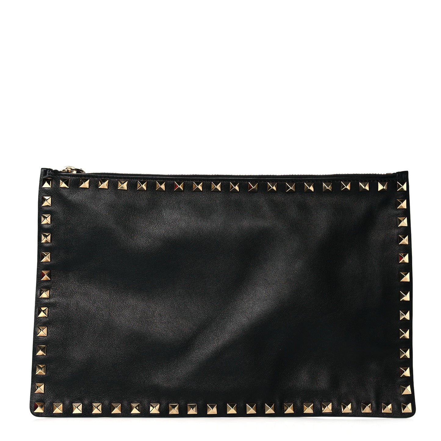 Vitello Large Rockstud Zip Pouch Black