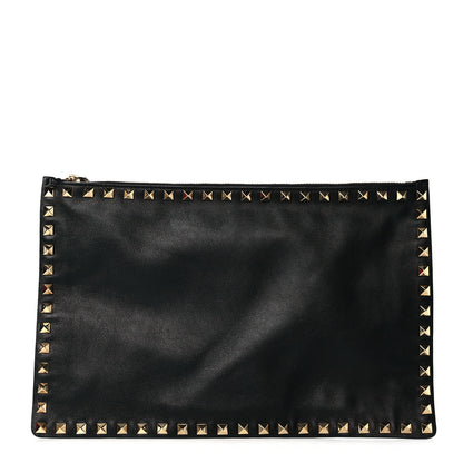 Valentino Garavani Vitello Large Rockstud Zip Pouch Black 1 of 10