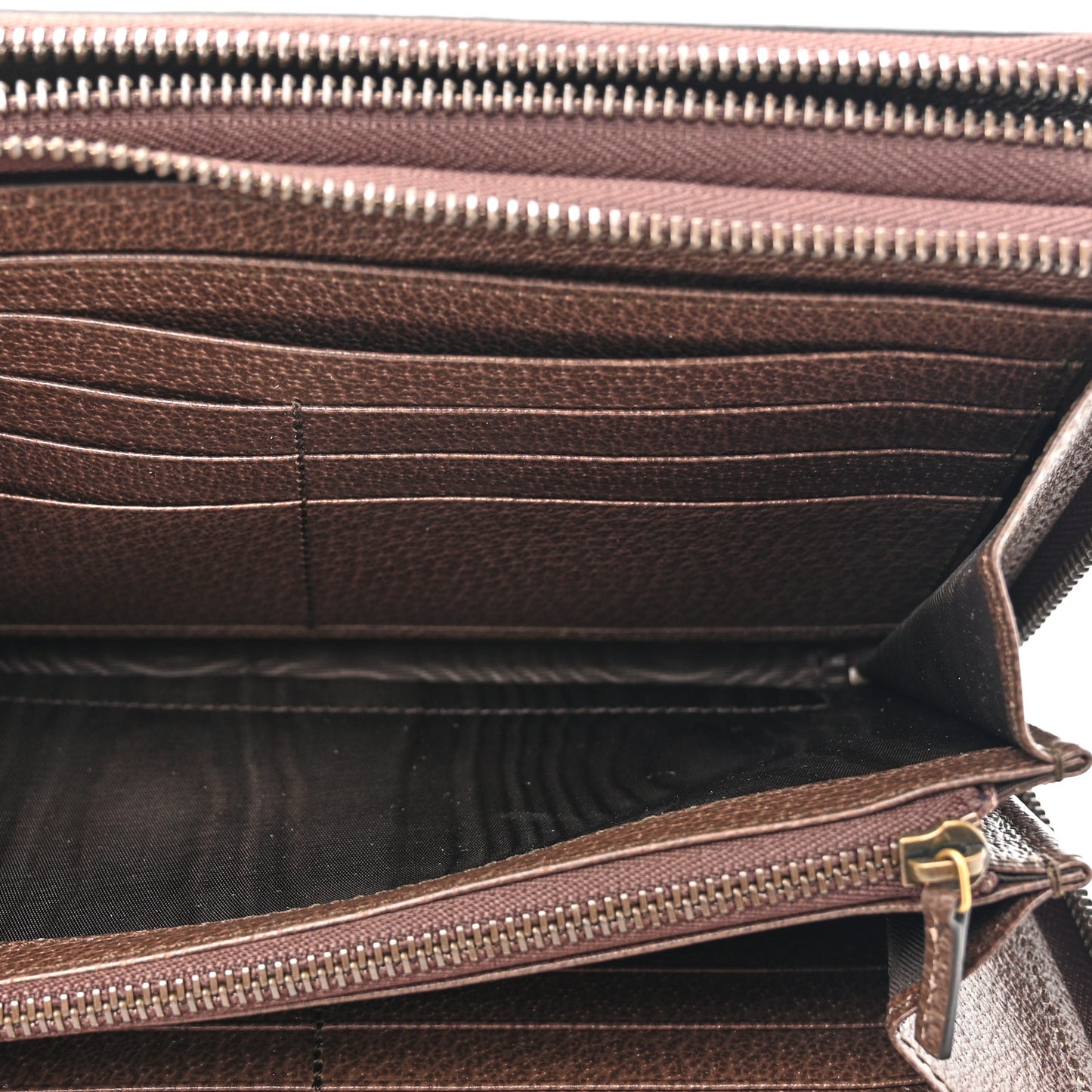 GG Supreme Monogram Textured Dollar Calfskin Web Ophidia Travel Document Case Beige Ebony New Acero