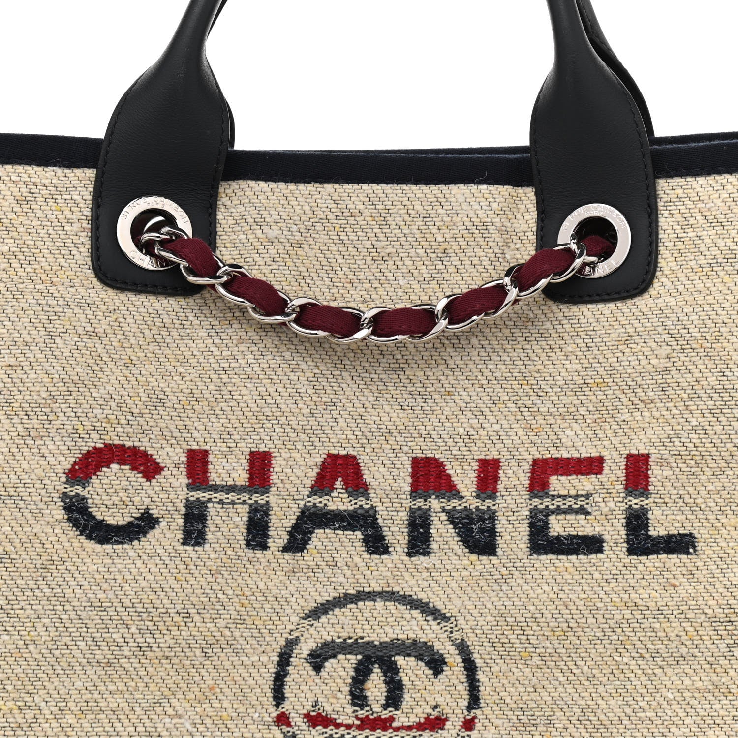 Chanel Striped Canvas Medium Deauville Tote Beige 7 of 11