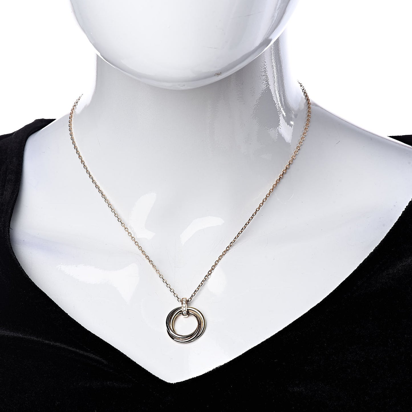 18K Pink White Yellow Gold Diamond Trinity Pendant Necklace