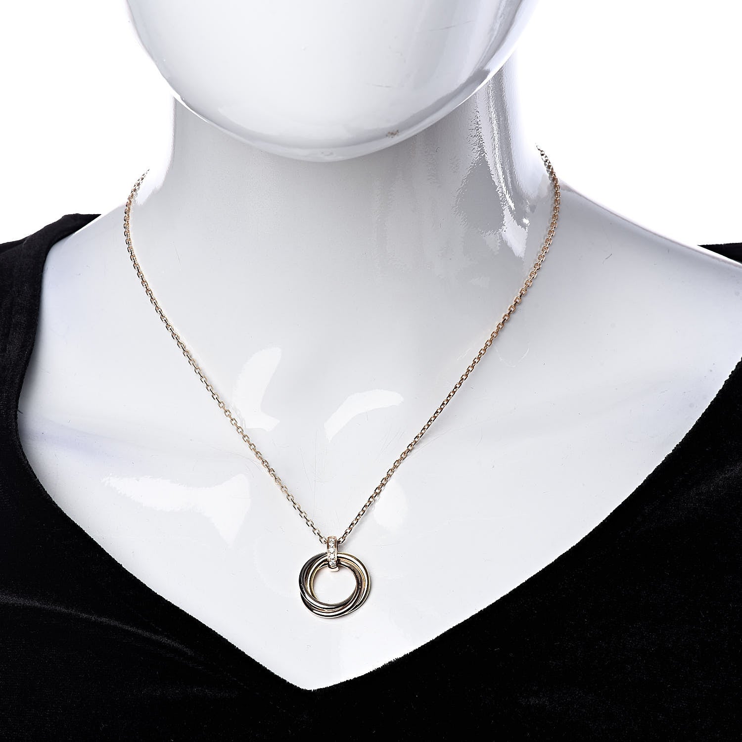 Cartier 18K Pink White Yellow Gold Diamond Trinity Pendant Necklace 2 of 5