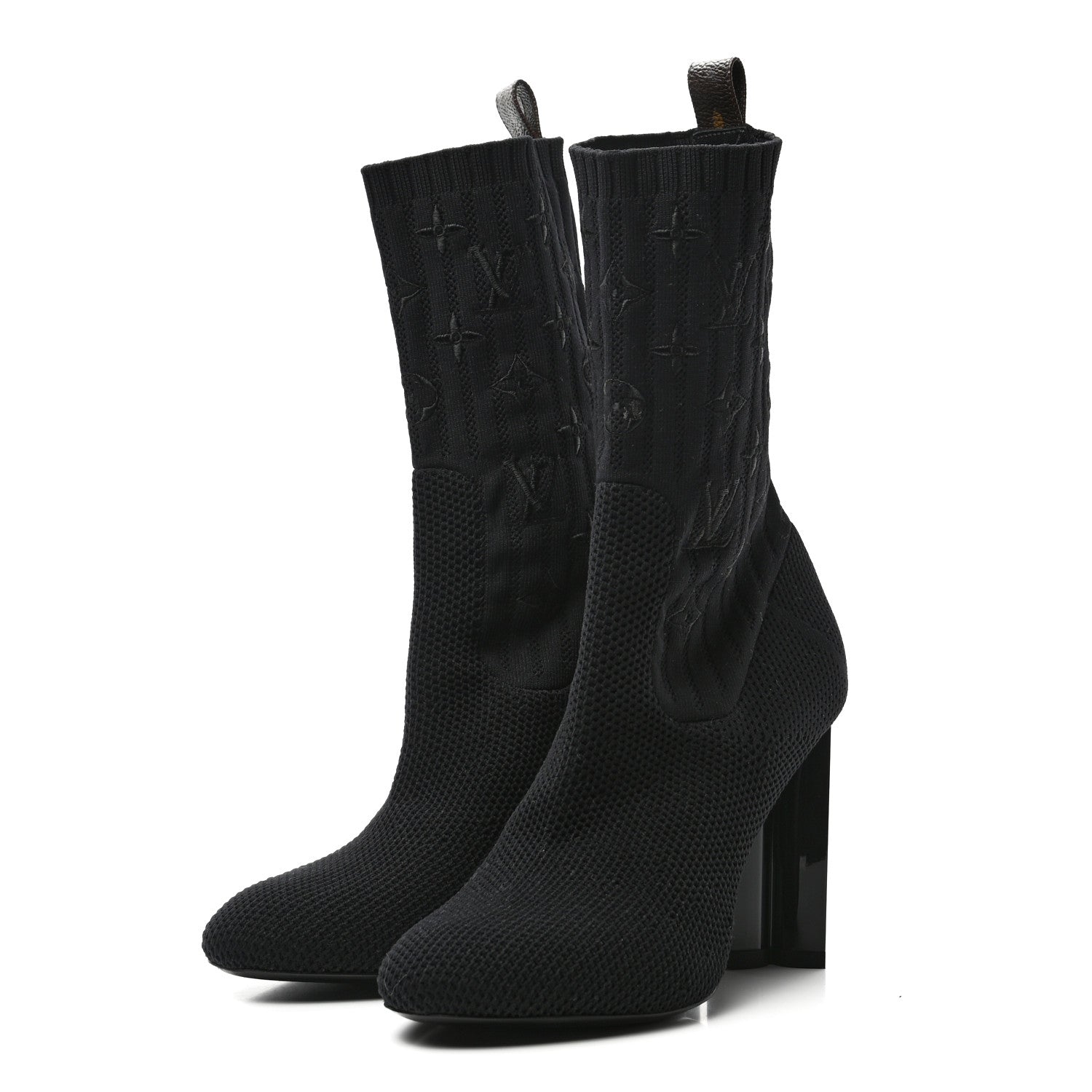 Louis Vuitton Monogram Stretch Fabric Silhouette Ankle Boots 37.5 Black 3 of 7