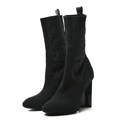 Louis Vuitton Monogram Stretch Fabric Silhouette Ankle Boots 37.5 Black 3 of 7