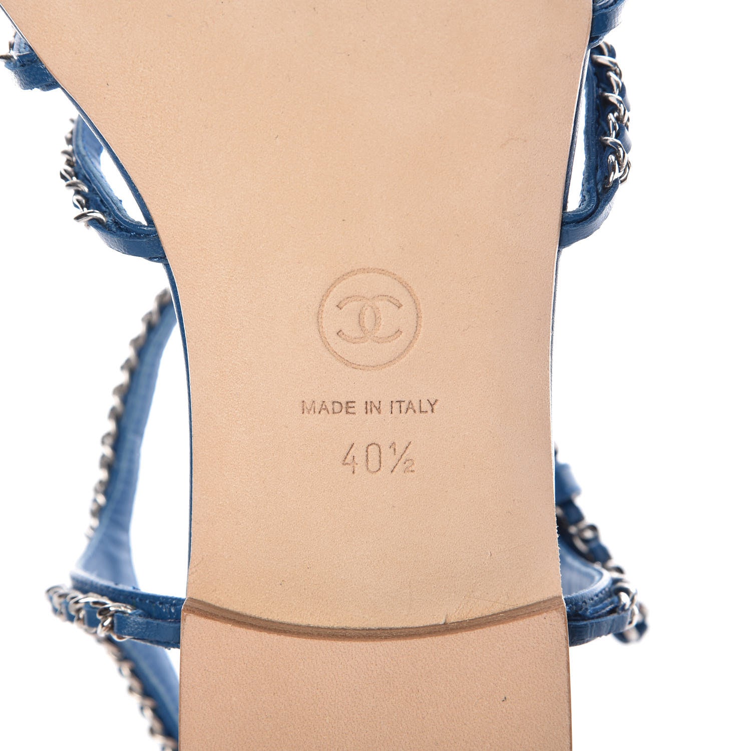 Chanel Kid Chain CC Logo Thong Sandals 40.5 Blue 6 of 9
