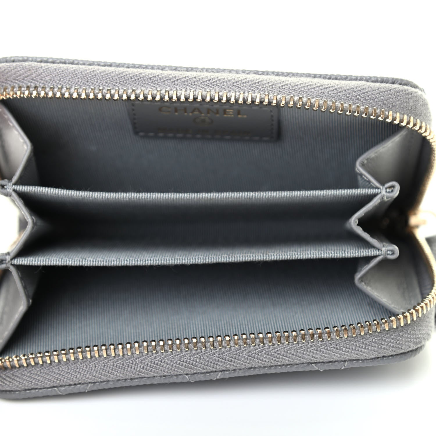 Chanel Caviar Quilted Zip Coin Purse Grey 4 of 4