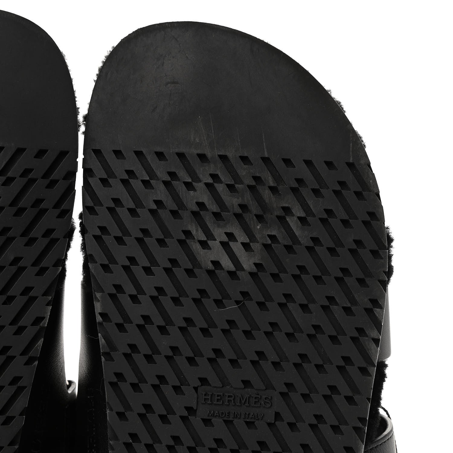Hermes Calfskin Woolskin Womens Chypre Sandals 40 Black 9 of 11
