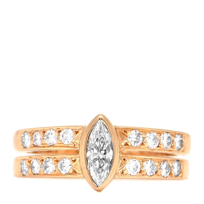 Cartier 18K Yellow Gold Diamond .30ct Marquise Double Band Engagement Ring 52 6 1 of 5