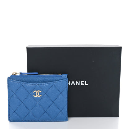 Chanel Caviar Quilted CC Zip Card Holder Blue 9 of 9