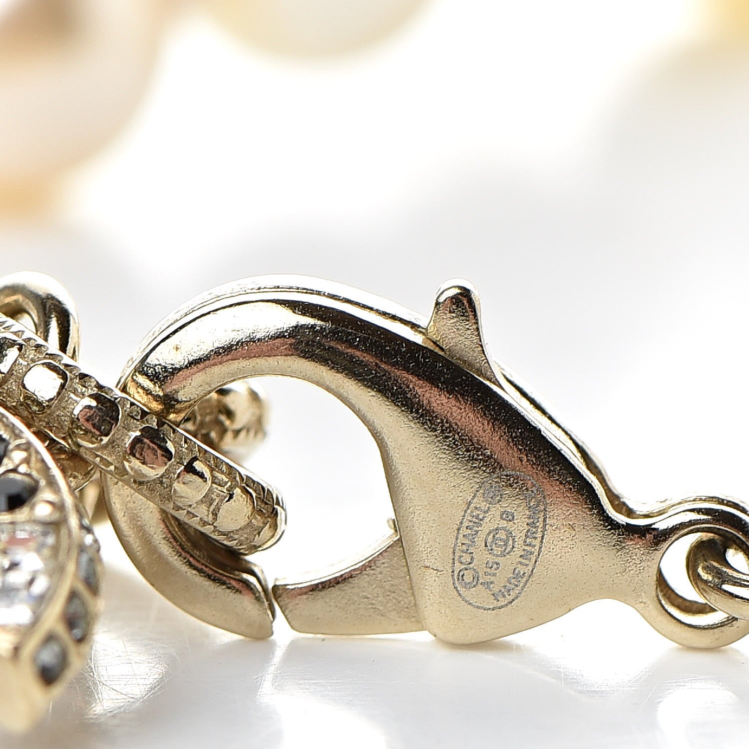 Chanel Pearl Crystal CC Bracelet Gold 4 of 4