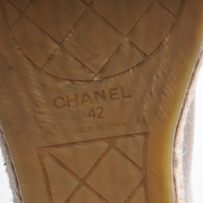 Chanel Grained Calfskin CC Espadrilles 42 Beige Black 6 of 7