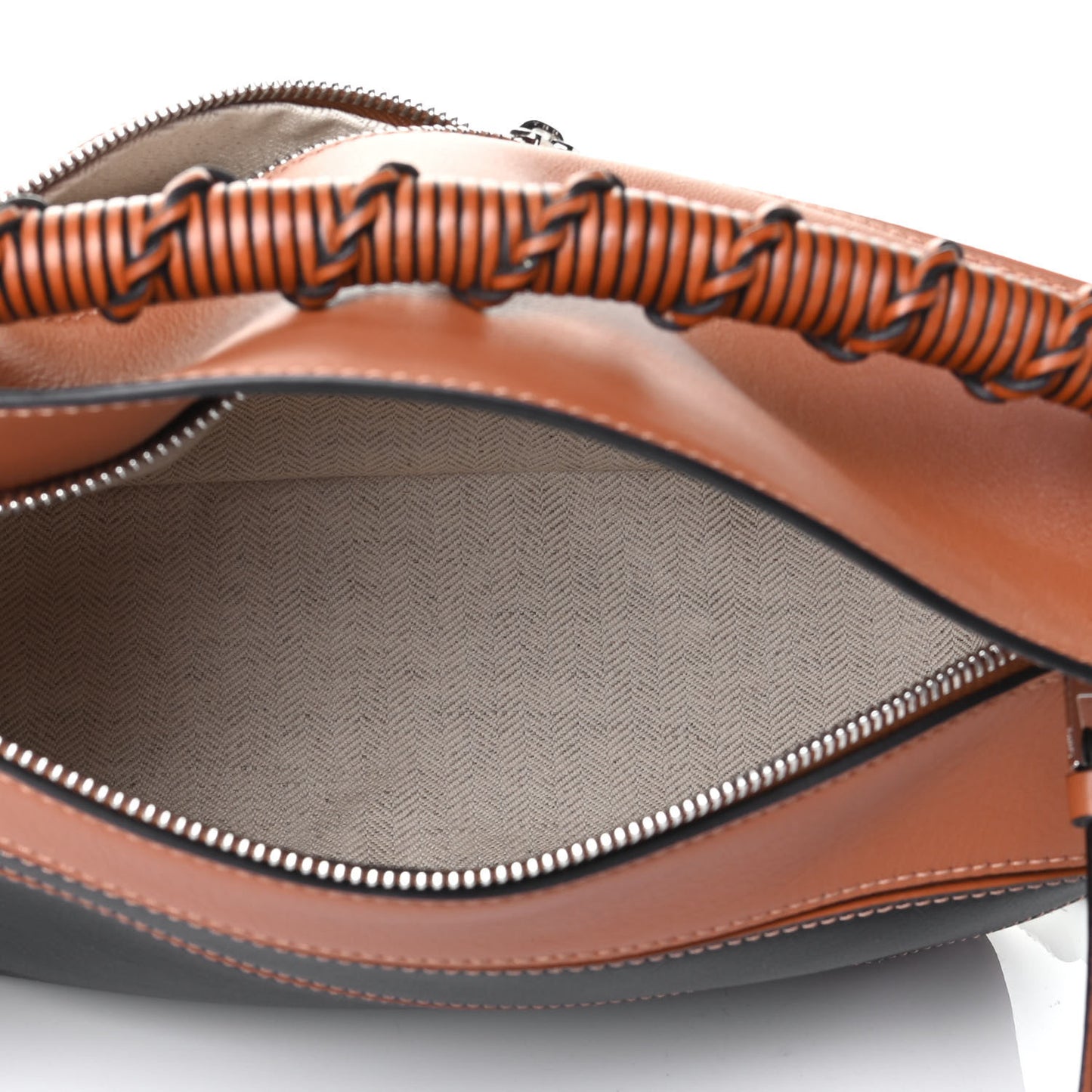 Calfskin Small Craft Puzzle Bag Tan Black