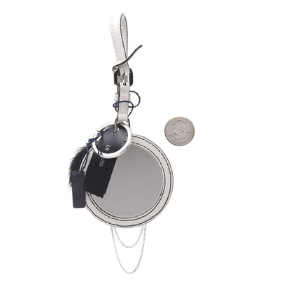 Prada Saffiano Rabbit Fur Robot Lady Mirror Keychain Talco 2 of 4