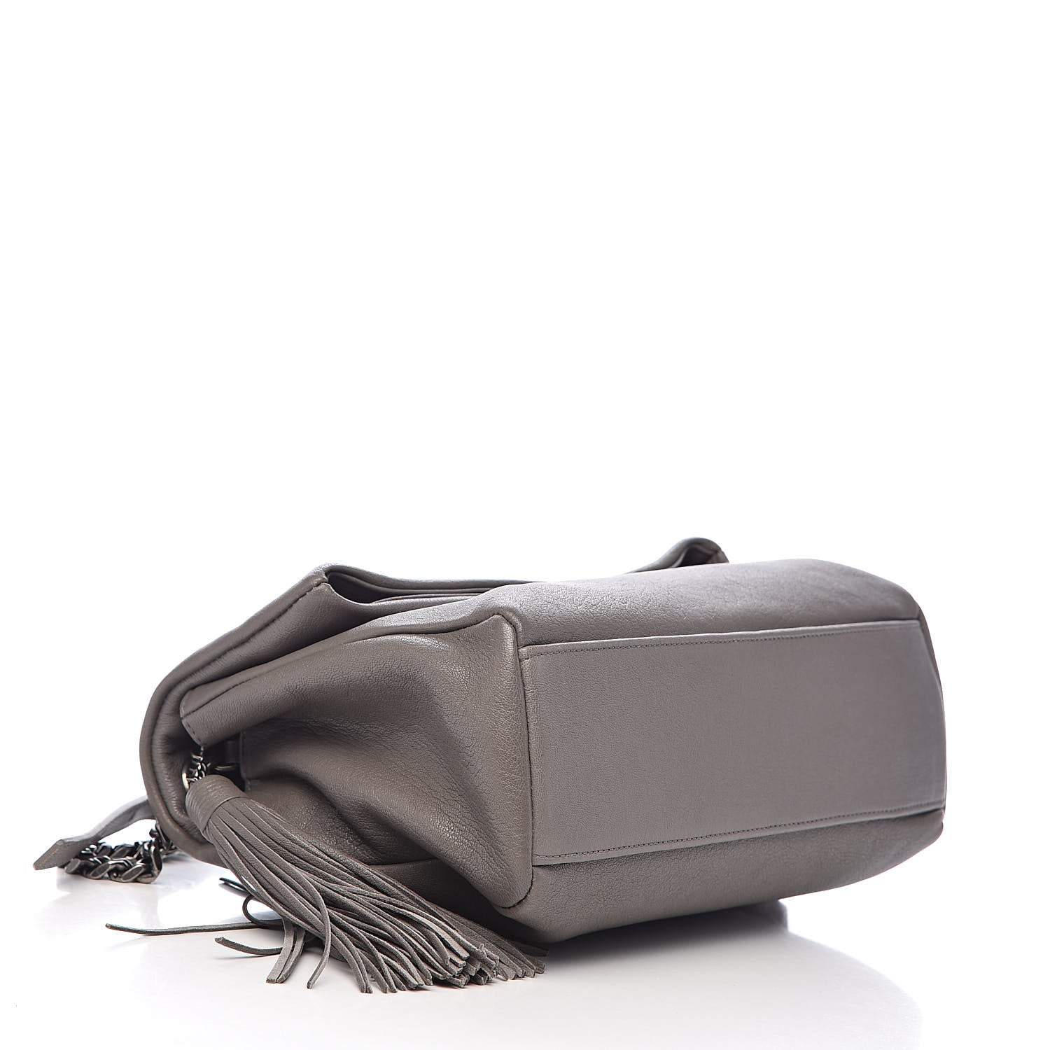 Saint Laurent Sheepskin Medium West Hollywood Monogram Fold-Over Bag Grey 4 of 10