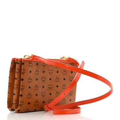 MCM Visetos Patent Mina Crossbody Pouch Cognac Orange 3 of 11