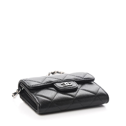 Chanel Caviar Quilted Flap Card Holder On Chain Black 3 of 10