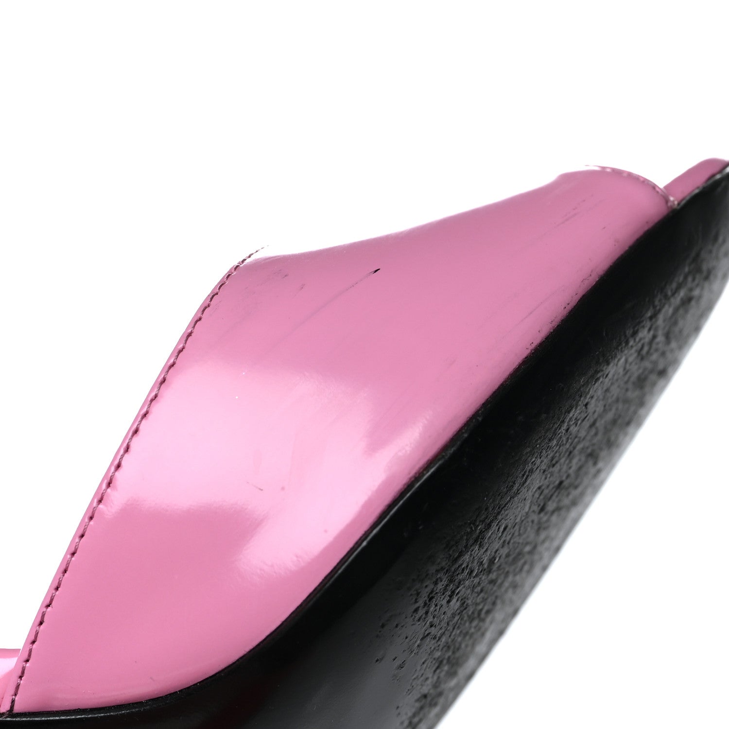 Gucci Polished Calfskin Scarlet Mid Heel Slide Sandals 36 Pink Plexi 9 of 10