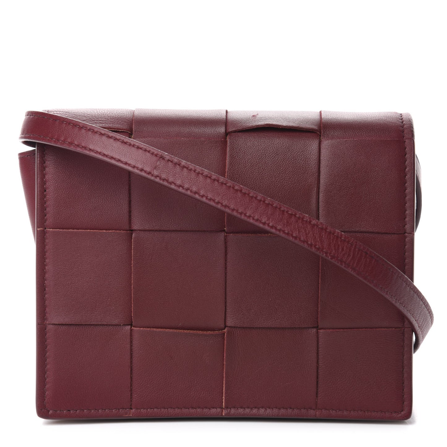 Nappa Maxi Intrecciato Mini Cassette Crossbody Bordeaux