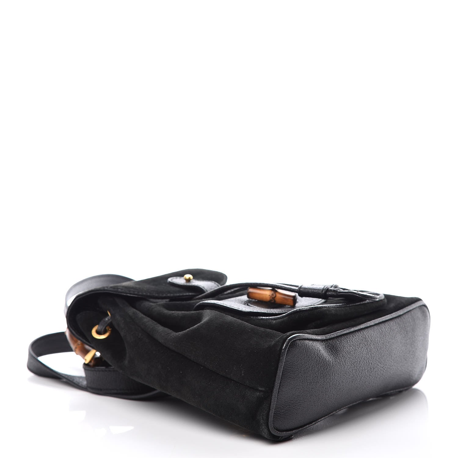 Gucci Calfskin Suede Bamboo Backpack Black 4 of 9