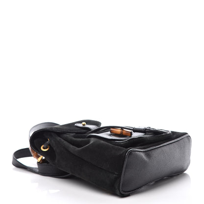 Gucci Calfskin Suede Bamboo Backpack Black 4 of 9