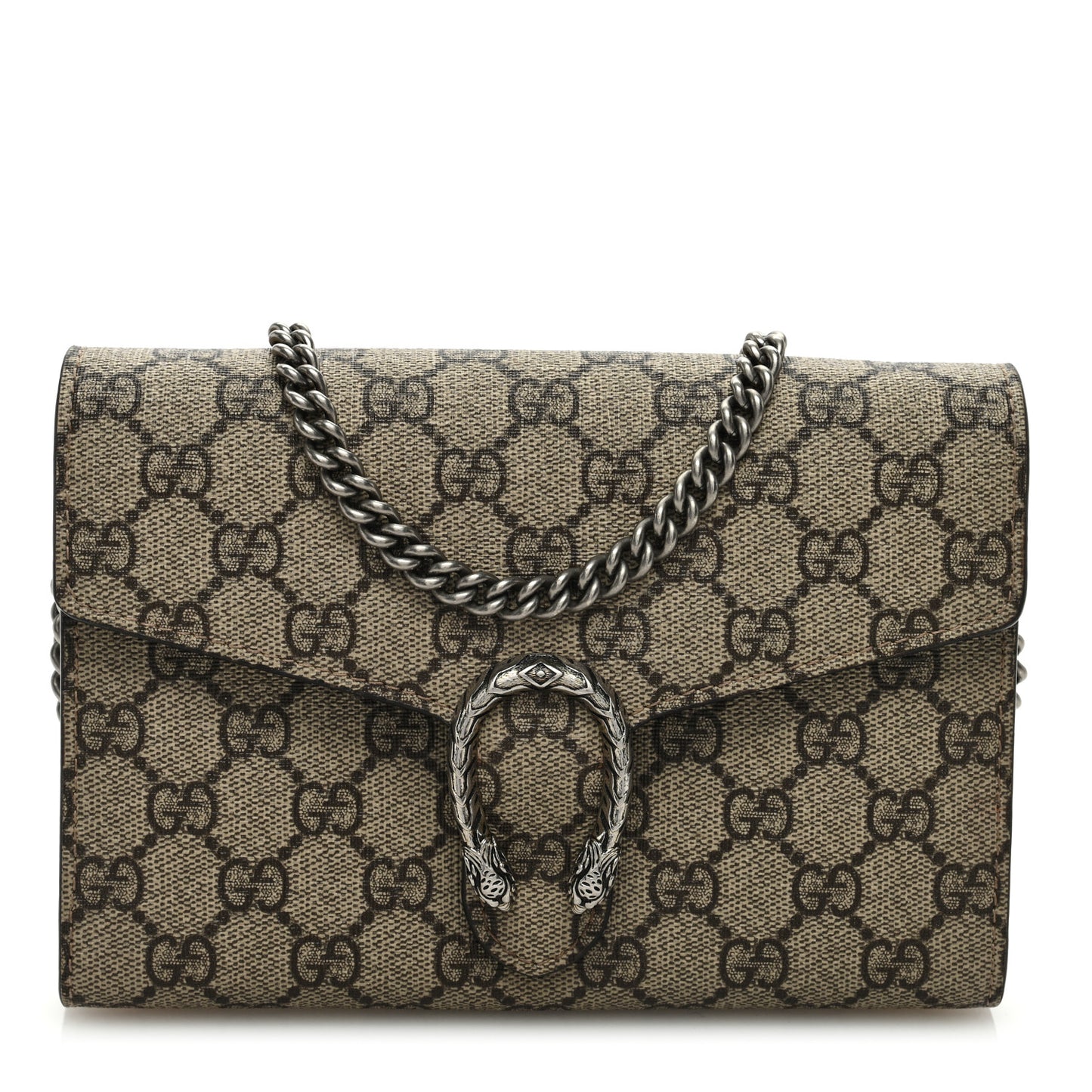 GG Supreme Monogram Mini Dionysus Chain Wallet Beige Taupe