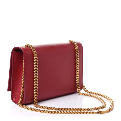 Saint Laurent Grain De Poudre Small Deconstructed Monogram Kate Satchel Red 3 of 10
