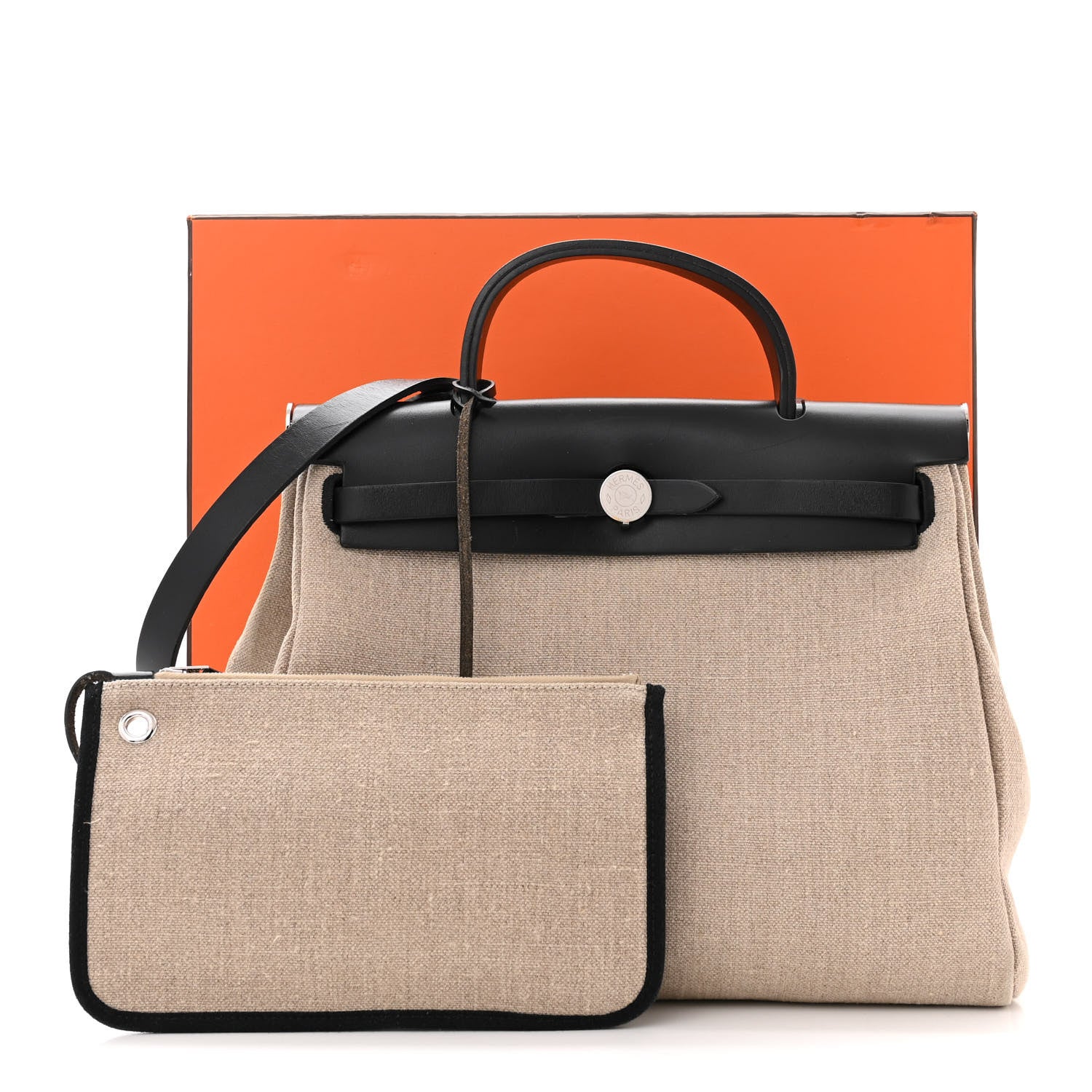 Hermes Military Toile Vache Hunter Herbag Zip Retourne 31 PM Ficelle Black 13 of 13