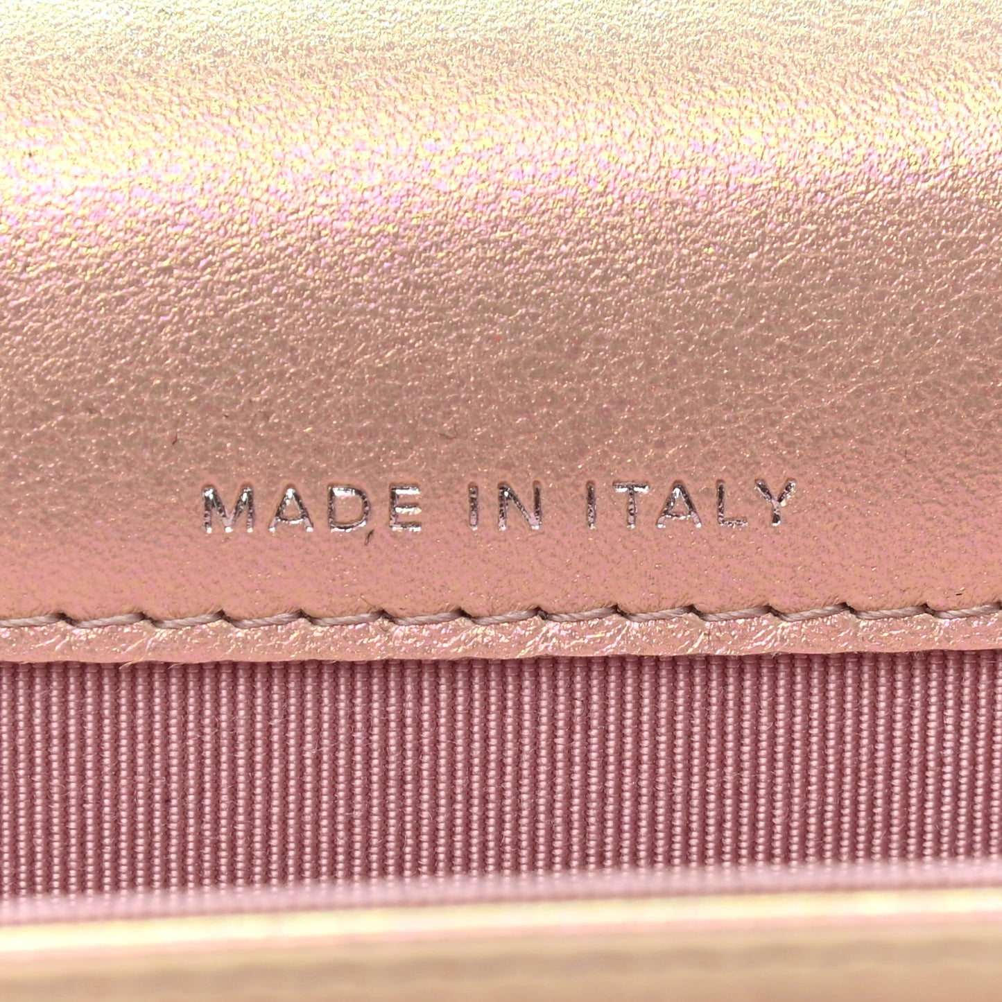 Iridescent Calfskin Quilted Flap Card Holder Wallet Pink