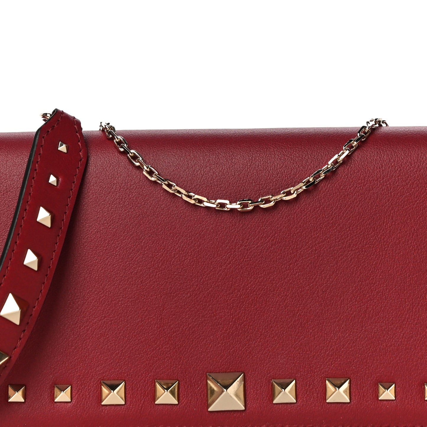 Vitello Rockstud Crossbody Wallet On Chain Rubino