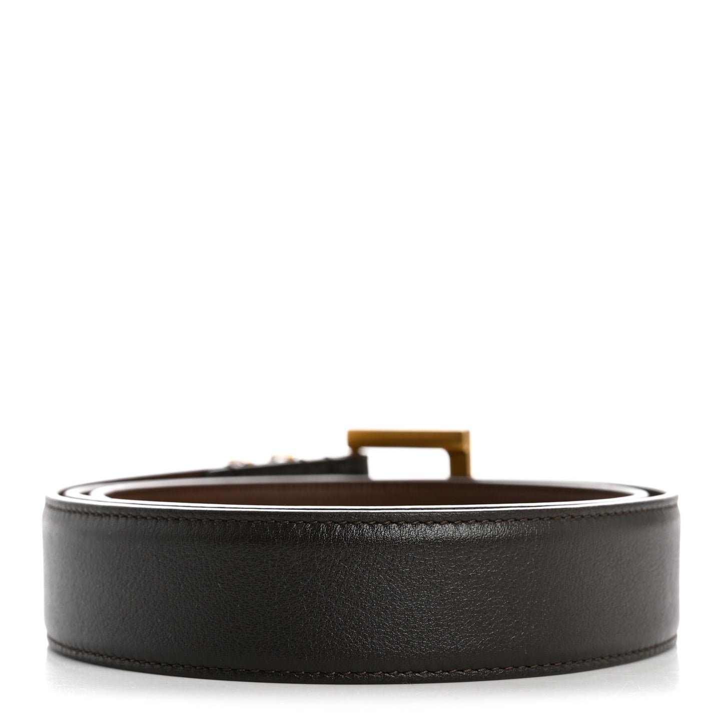 Smooth Calfskin Monogram Square Buckle Belt 80 32 Brown
