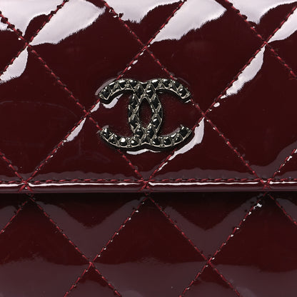 Chanel Patent Quilted Large Brilliant Flap Wallet Dark Burgundy 9 of 12