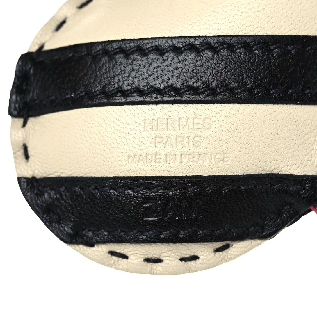 Hermes Milo Lambskin Geegee Savannah Bag Charm Craie Black Rose Mexico 3 of 4