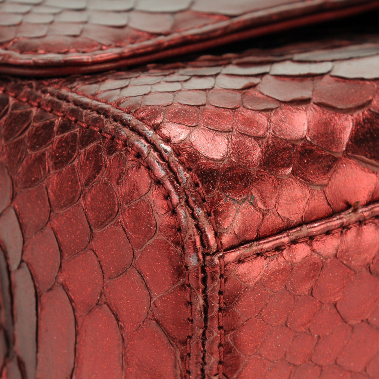 Chanel Metallic Python Soho Tassel Medium Flap Red 9 of 9