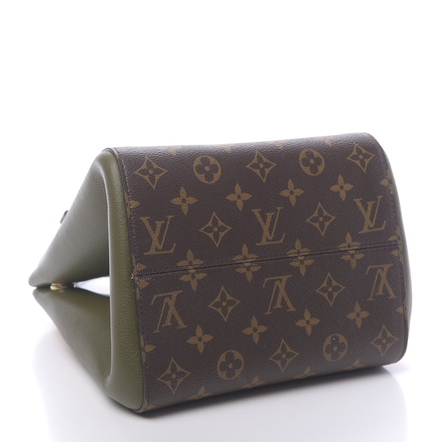 Calfskin Monogram Fold Tote Black Khaki Cream