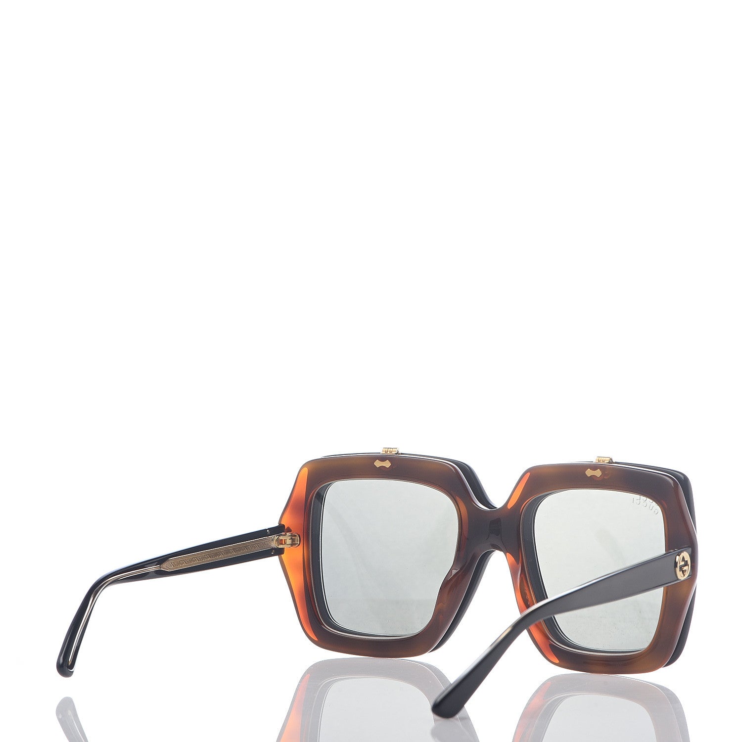 Gucci Acetate Oversized Flip Up Sunglasses GG0088S Tortoise Black 4 of 8