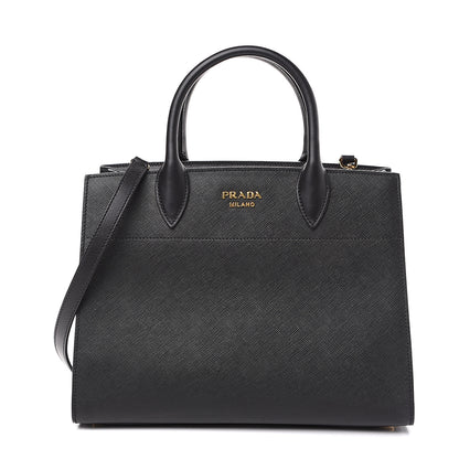 Prada Saffiano City Calfskin Medium Bibliothèque Top Handle Black 1 of 8