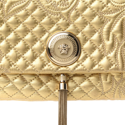 Versace Metallic Nappa Barocco Quilted Calliope Vanitas Shoulder Bag Gold 9 of 9