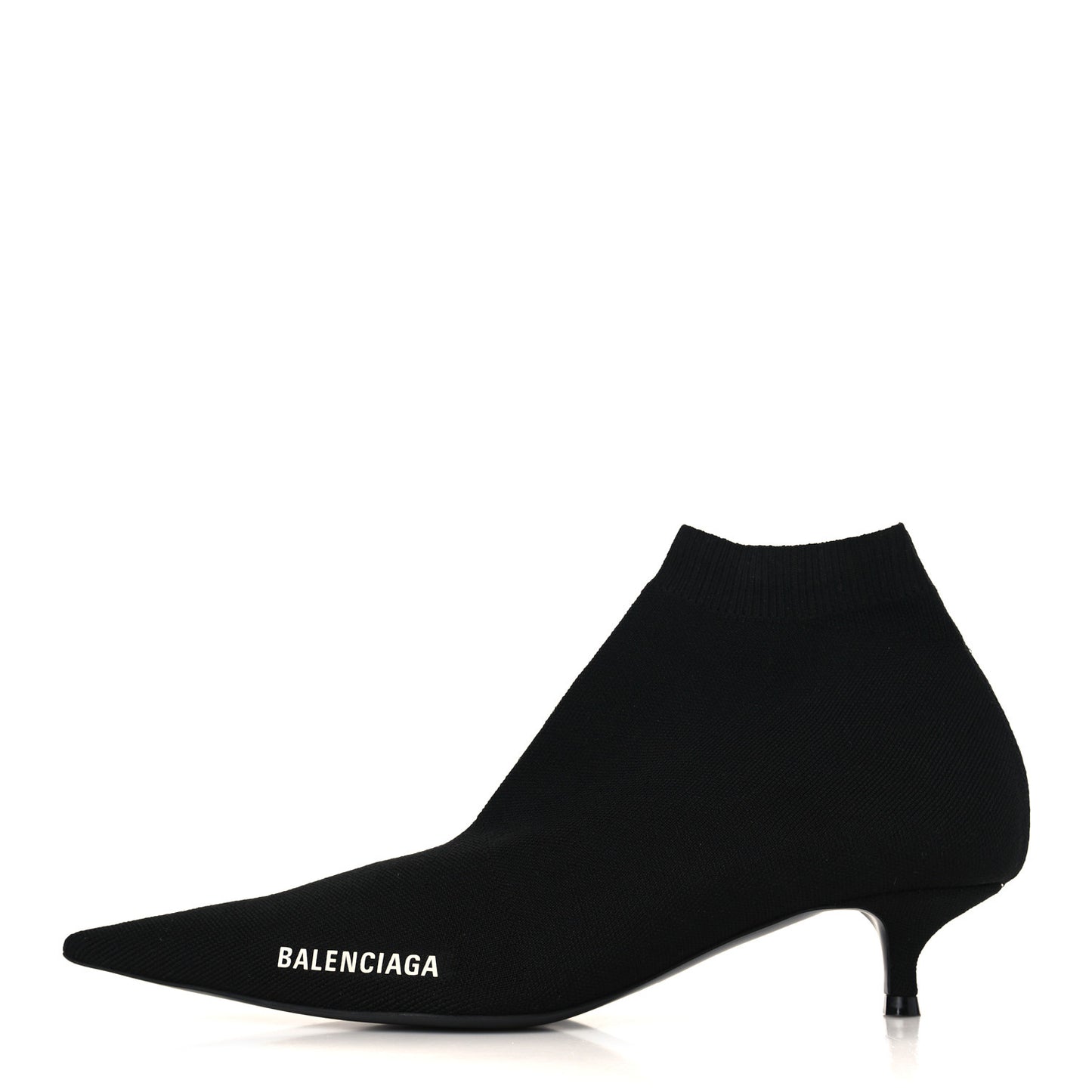 Recycled Knit Logo Pointed Toe Knife 40mm Booties 37 Black White