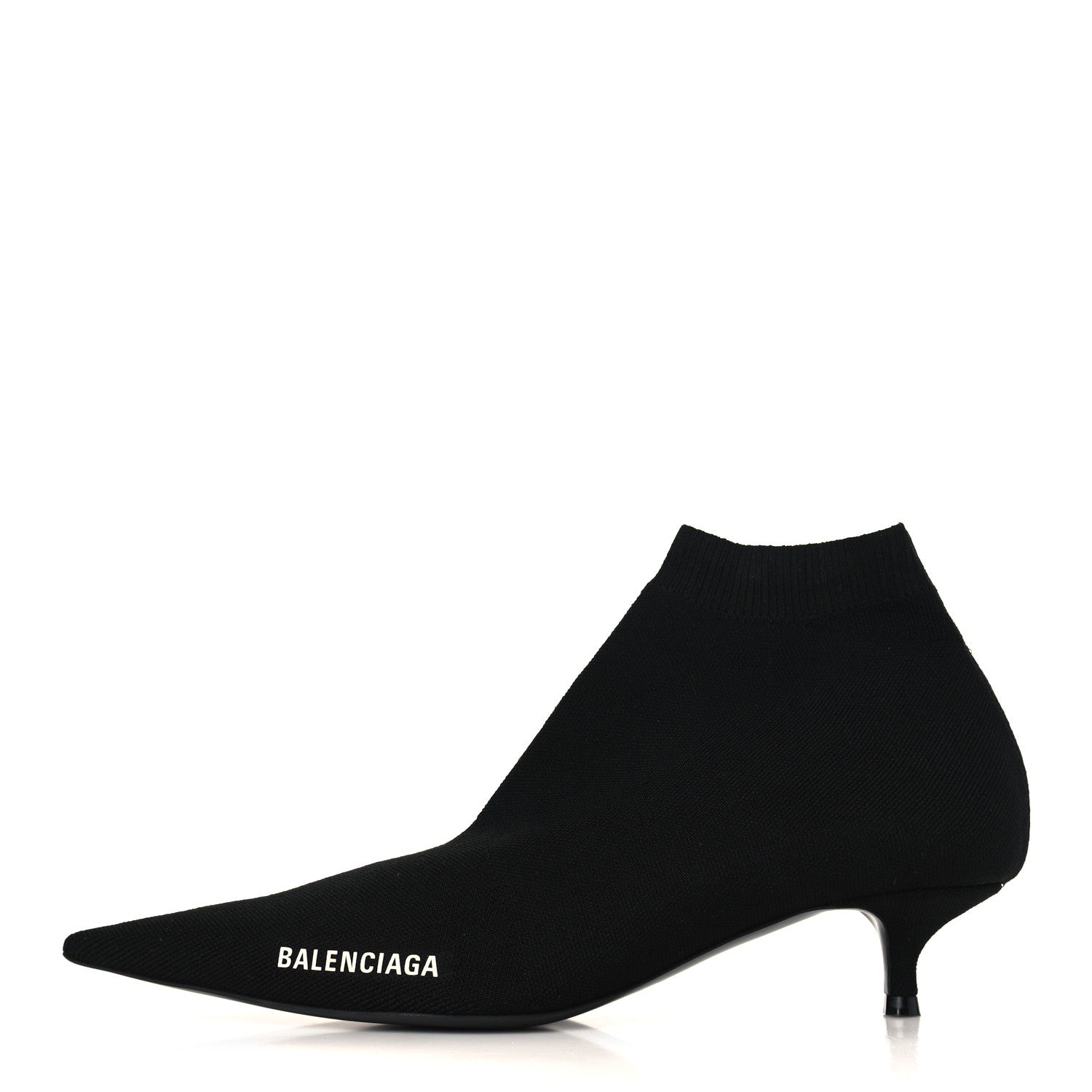 Balenciaga Recycled Knit Logo Pointed Toe Knife 40mm Booties 37 Black White 1 of 8