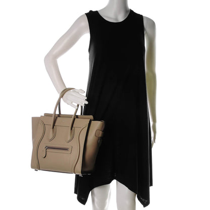Celine Drummed Calfskin Micro Luggage Dune 2 of 7