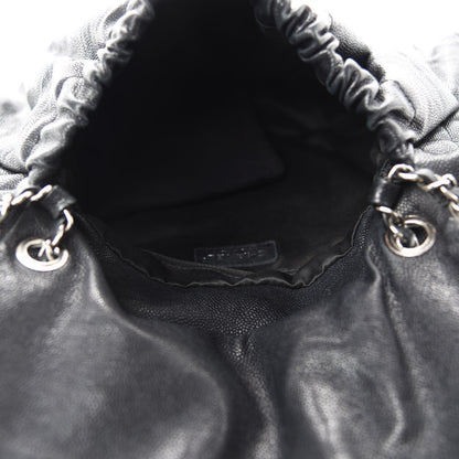 Chanel Crumpled Caviar Quilted Maxi Elastic Flap Black 5 of 10