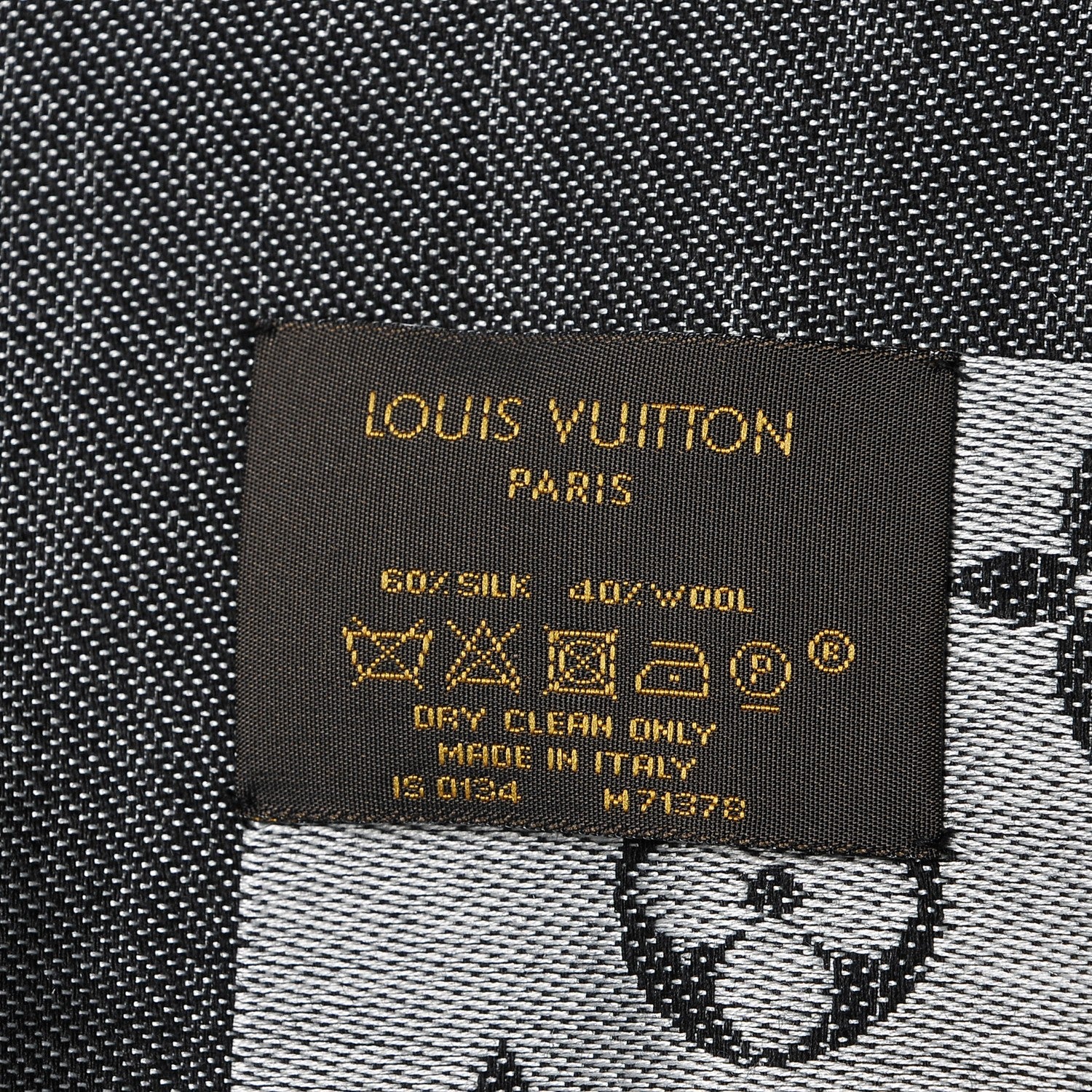 Louis Vuitton Silk Wool Monogram Denim Shawl Black 5 of 5
