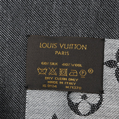 Louis Vuitton Silk Wool Monogram Denim Shawl Black 5 of 5