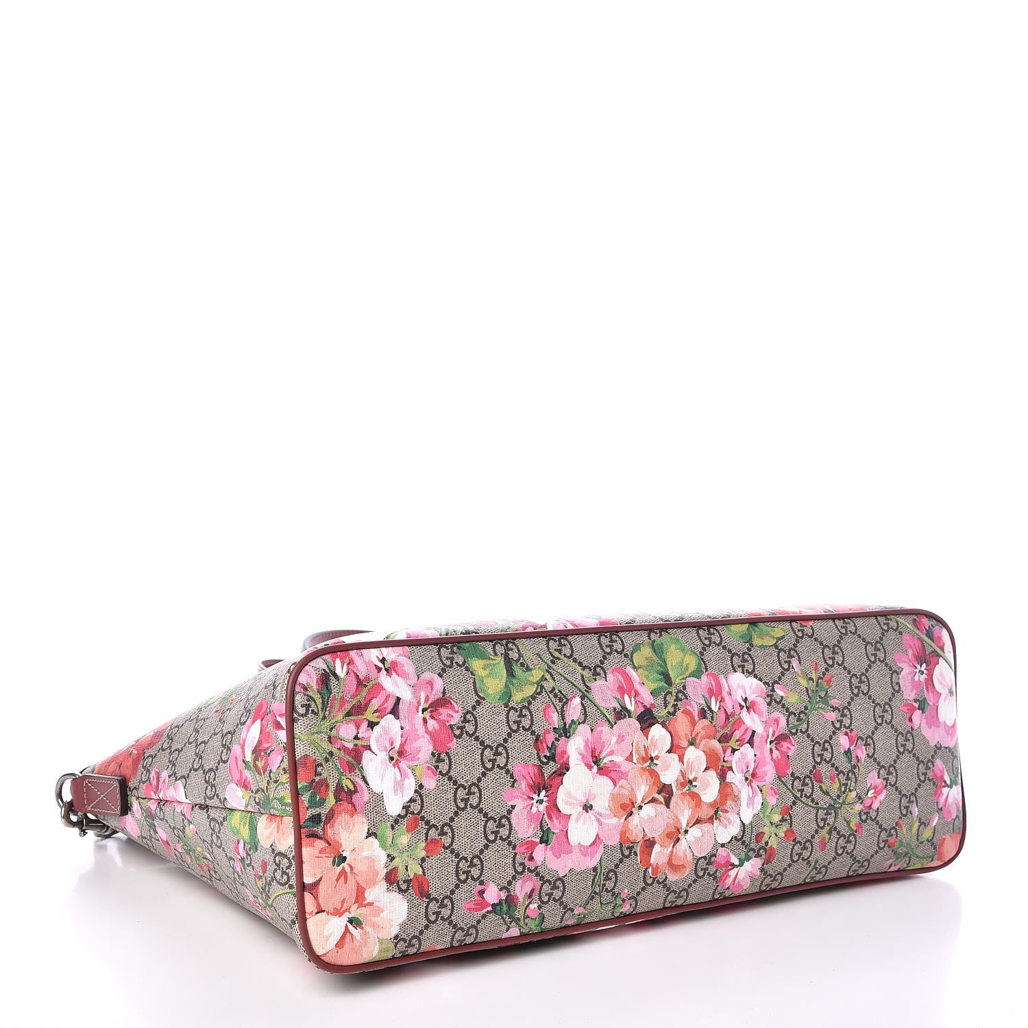 Gucci GG Supreme Monogram Blooms Medium Zippered Tote Beige Multicolor Dry Rose 4 of 10