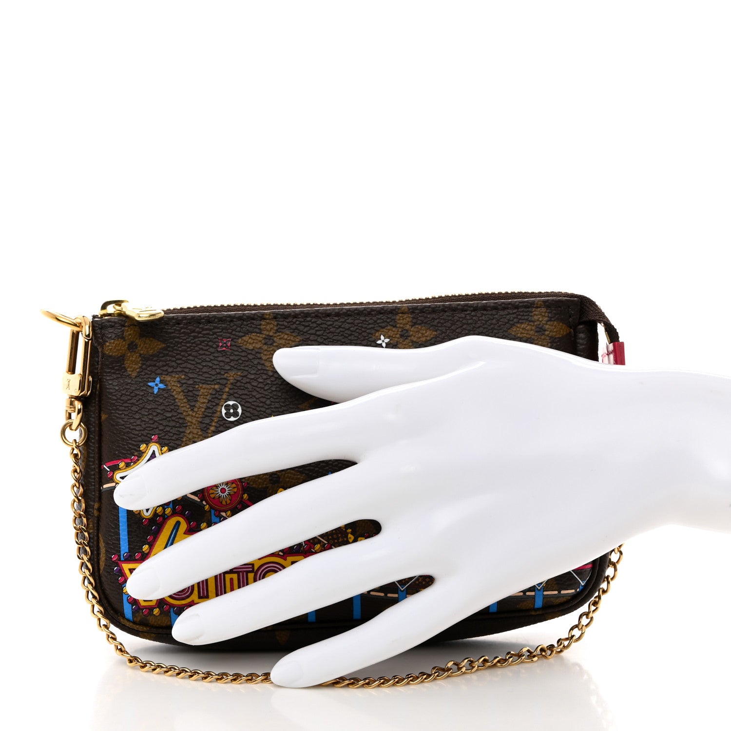 Louis Vuitton Monogram 2020 Christmas Animation Roller Coaster Mini Pochette Accessories Pivoine 2 of 7