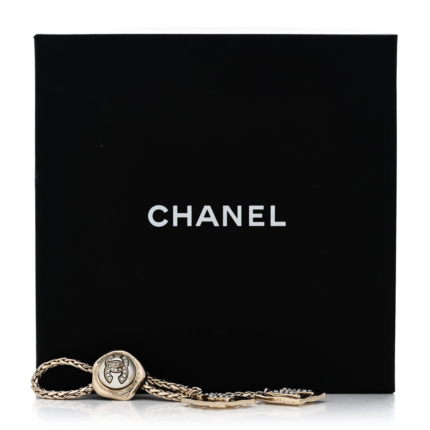 Chanel Crystal CC No 5 Brooch Pearly White Gold 5 of 5