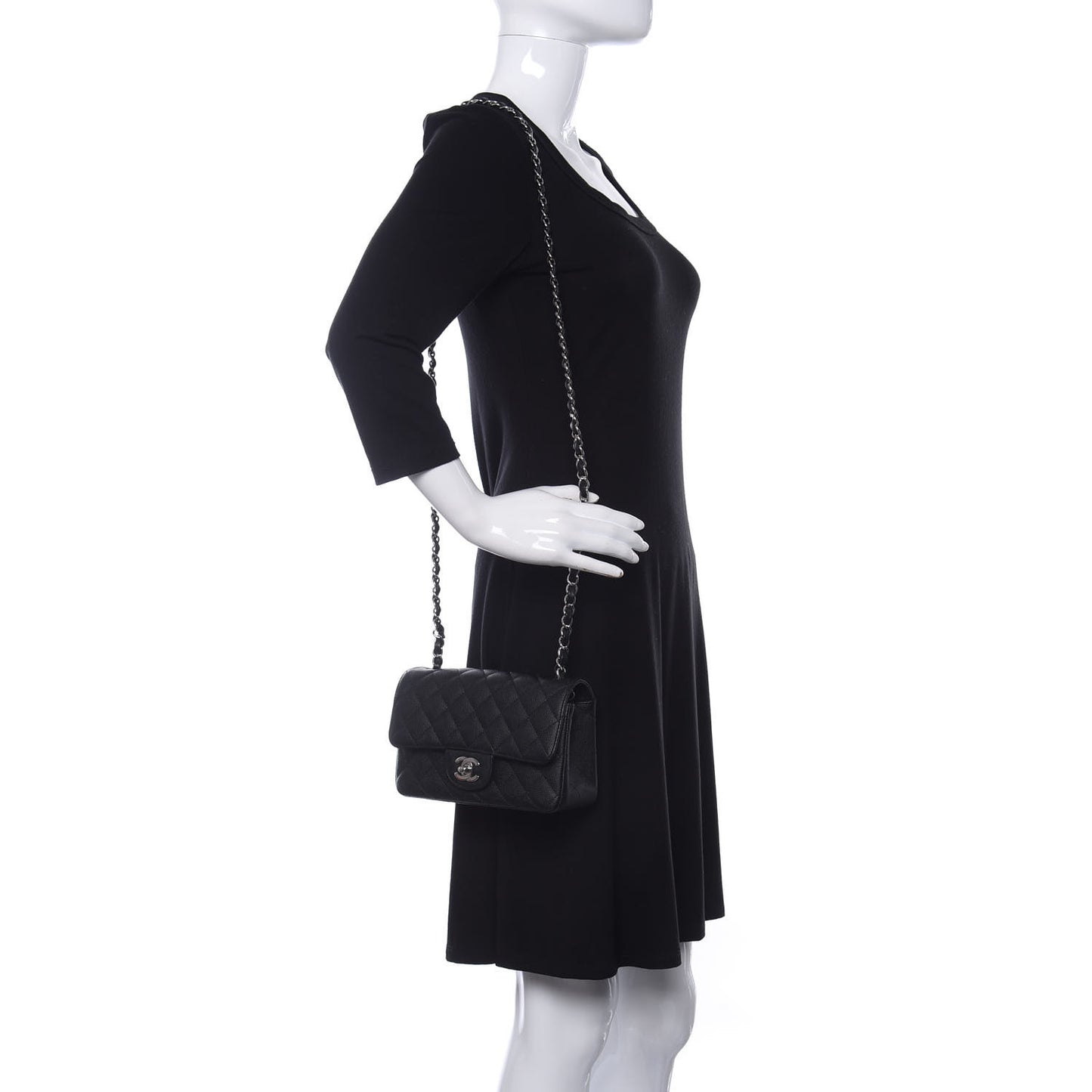 Caviar Quilted Mini Rectangular Flap Black