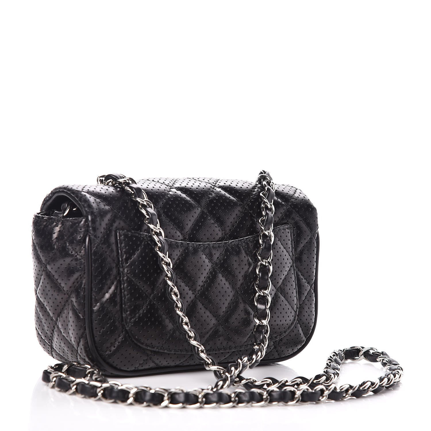 Chanel Lambskin Perforated Mini Rectangular Flap Black 3 of 9