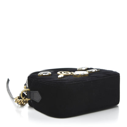 Gucci Velvet Matelasse Marquise Crystals Mini GG Marmont Chain Shoulder Bag Black 4 of 10